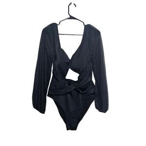 Swimsuits for all black long sleeve one piece swim suit Plus size 16